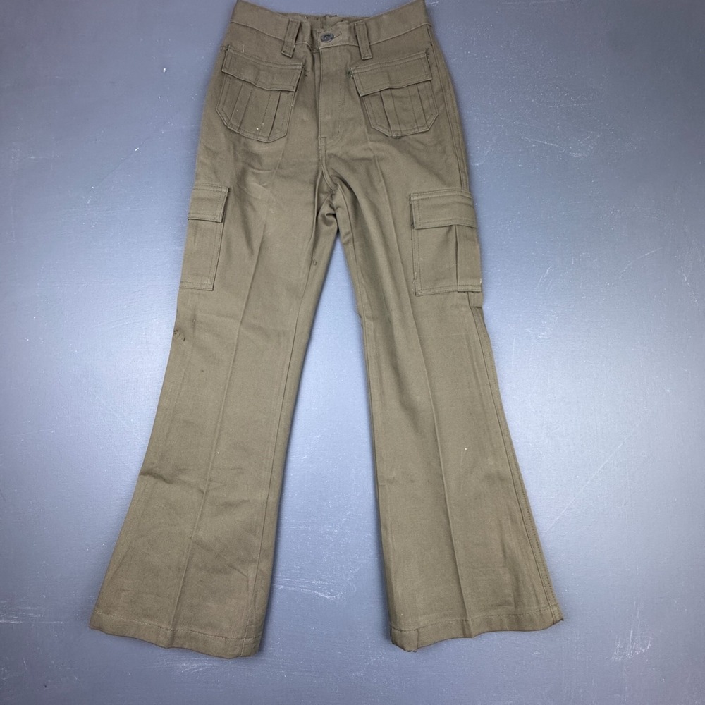 BB Cargo Pants Women's 12 Olive Green Utility Workwear Flare Leg Cotton Outdoor